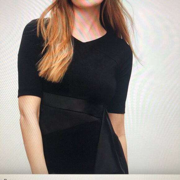 Black Dress with Cascading Satin Ruffle - Picture 1 of 6